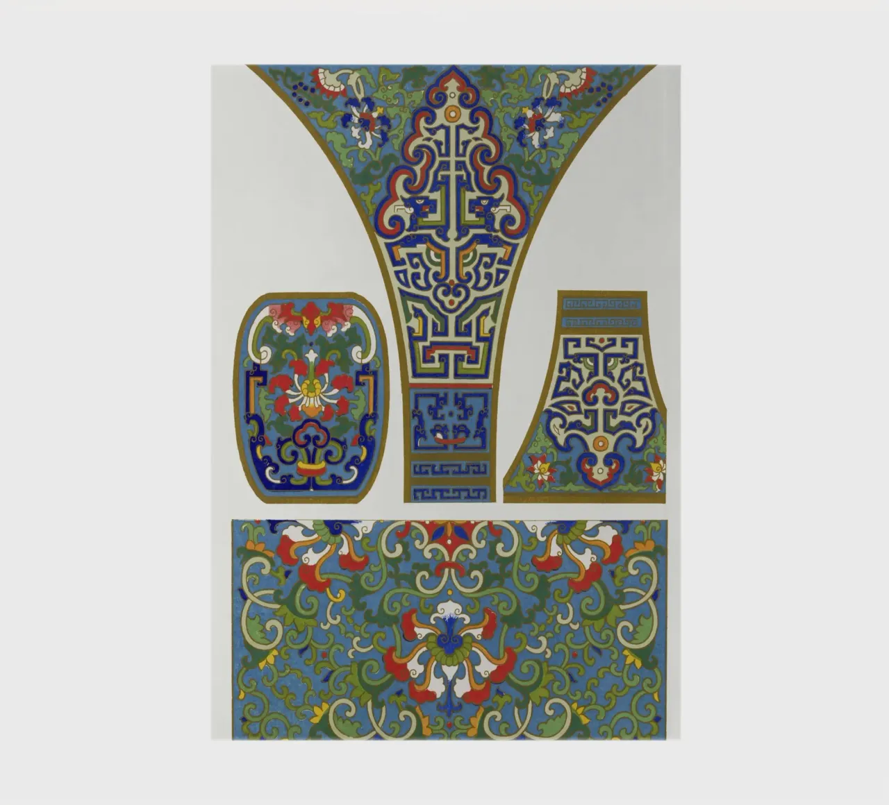 Owen Jones - Ancient Chinese Ornament Panel Set Print (Panneau d'ornements chinois anciens) carnet de notes de ClubArt