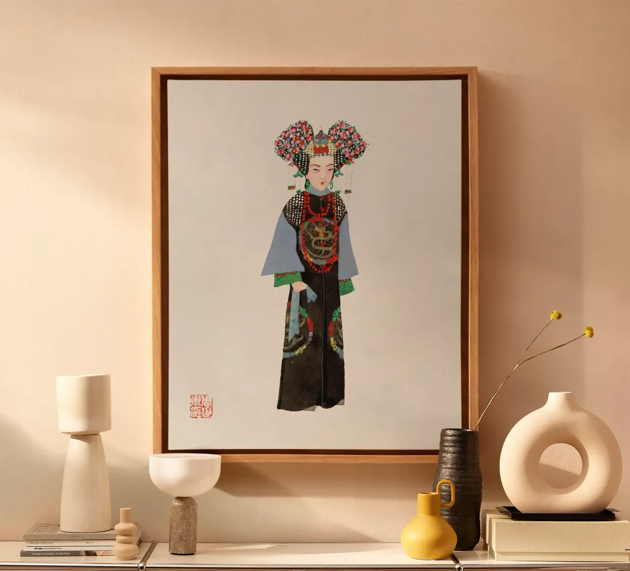 Keizerin-weduwe Cixi - Vintage Chinese kostuumkunstdruk canvas met Baklijst van ClubArt