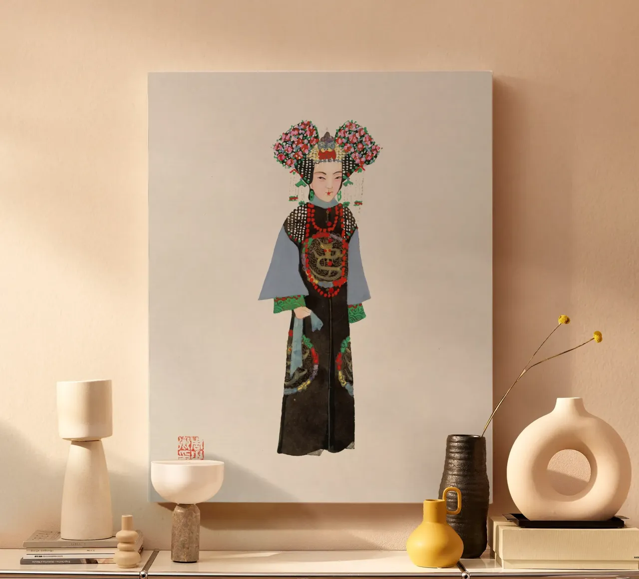 Keizerin-weduwe Cixi - Vintage Chinese kostuumkunstdruk canvas met Baklijst van ClubArt