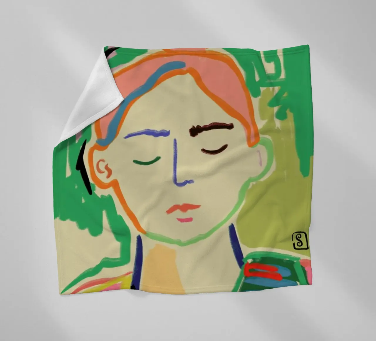 Meditating fleece blanket by Sandra Poliakov