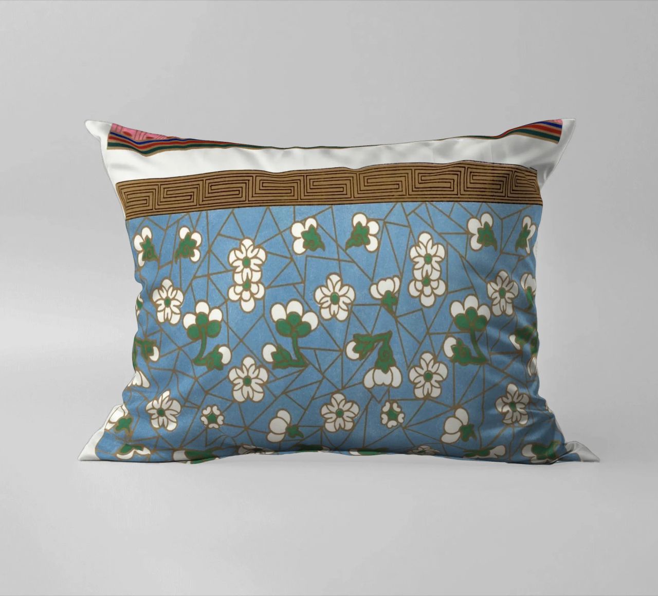 Panneaux d'ornements chinois - Art floral et géométrique vibrant coussin de ClubArt