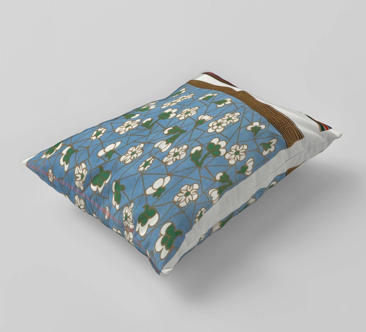 Panneaux d'ornements chinois - Art floral et géométrique vibrant coussin de ClubArt