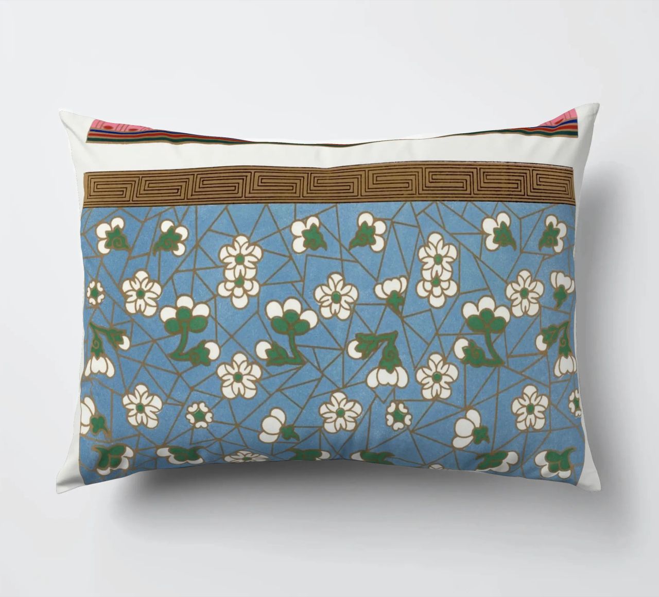 Panneaux d'ornements chinois - Art floral et géométrique vibrant coussin de ClubArt