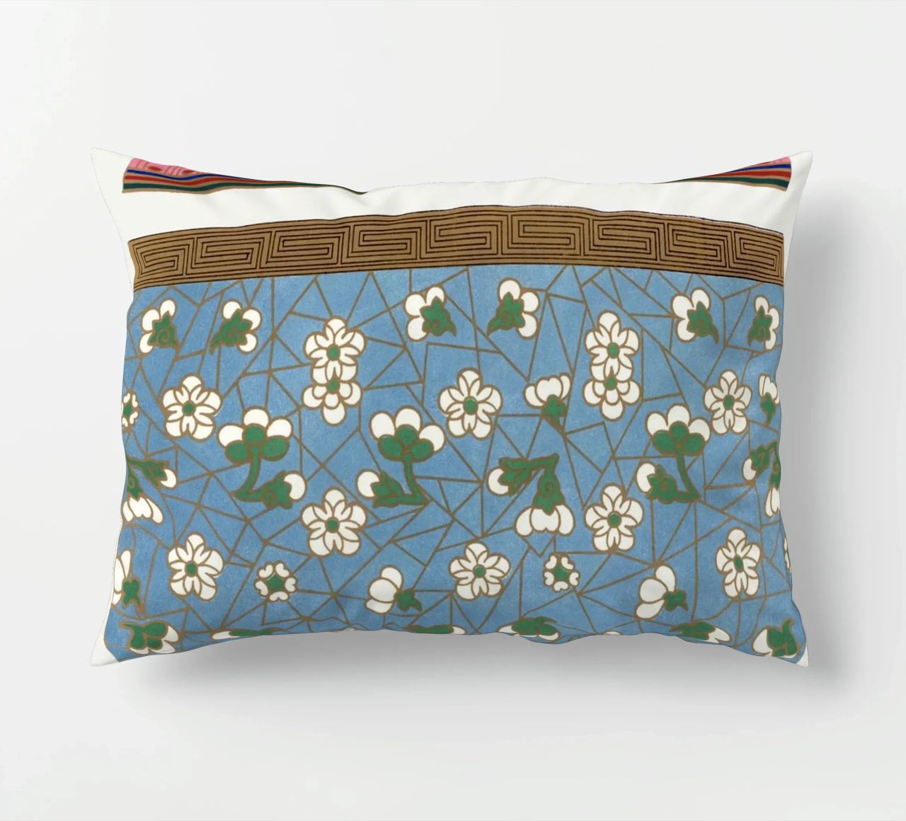 Panneaux d'ornements chinois - Art floral et géométrique vibrant coussin de ClubArt