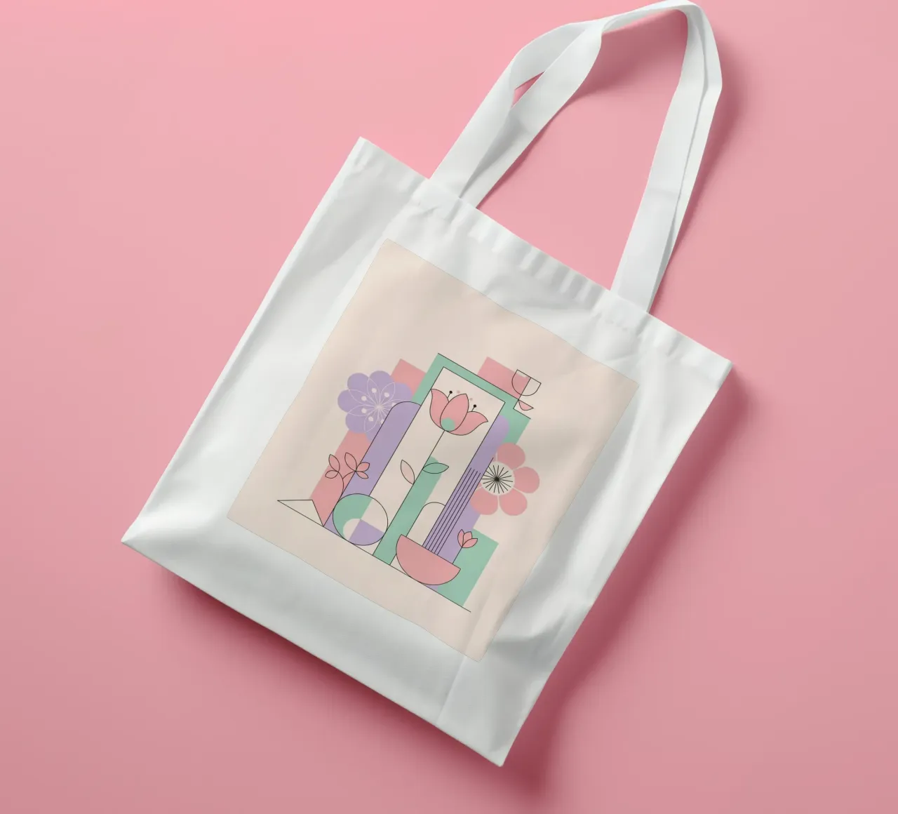 Floral bauhaus #042: Abstract Modern Bloom Harmony borsa in juta da Zen Design