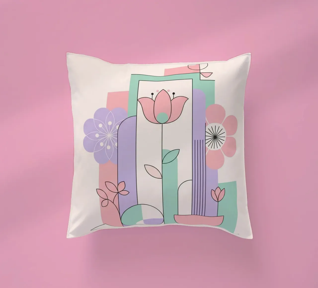 Floral bauhaus #042: Abstract Modern Bloom Harmony cuscino da Zen Design