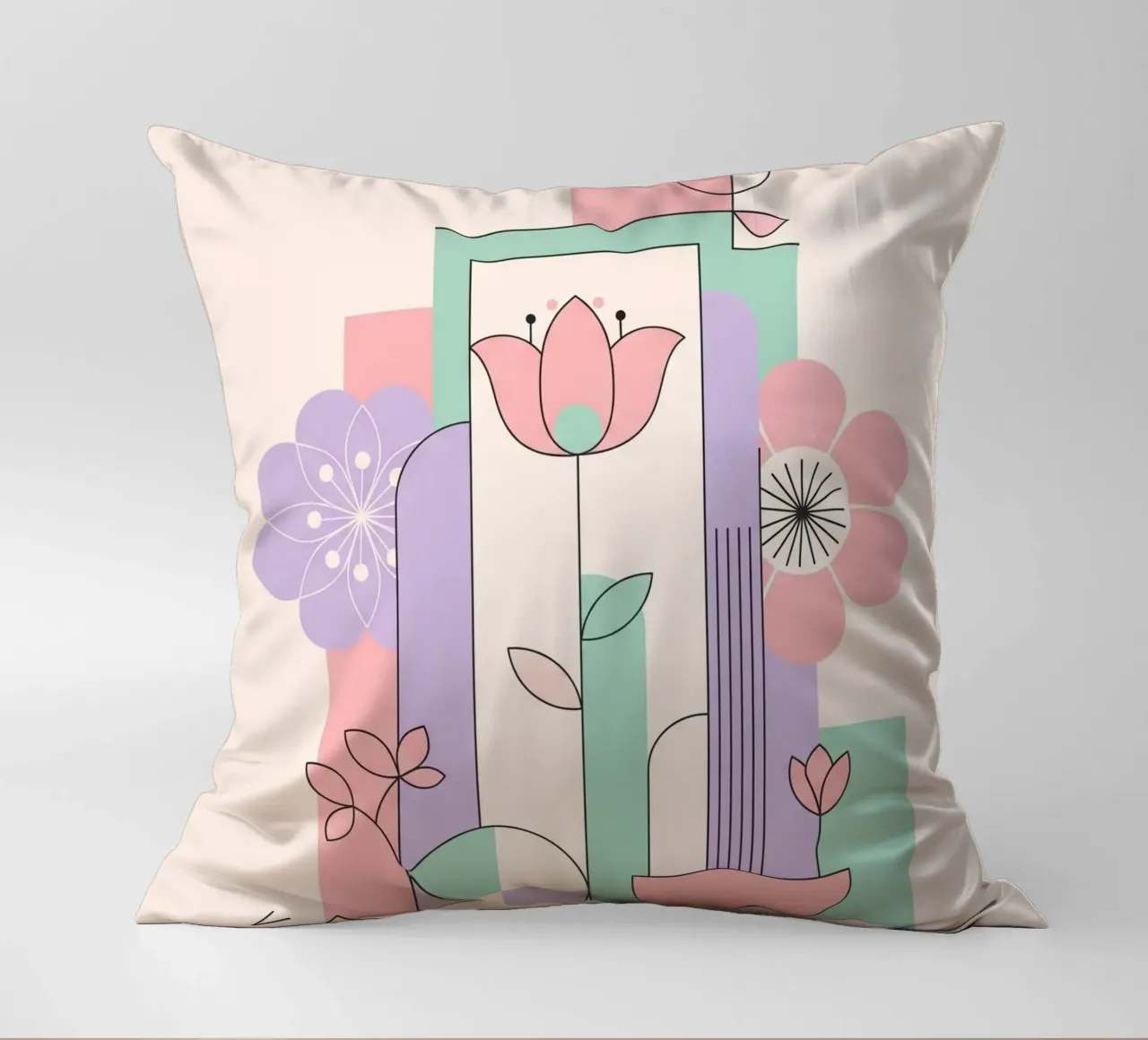 Floral bauhaus #042: Abstract Modern Bloom Harmony cuscino da Zen Design