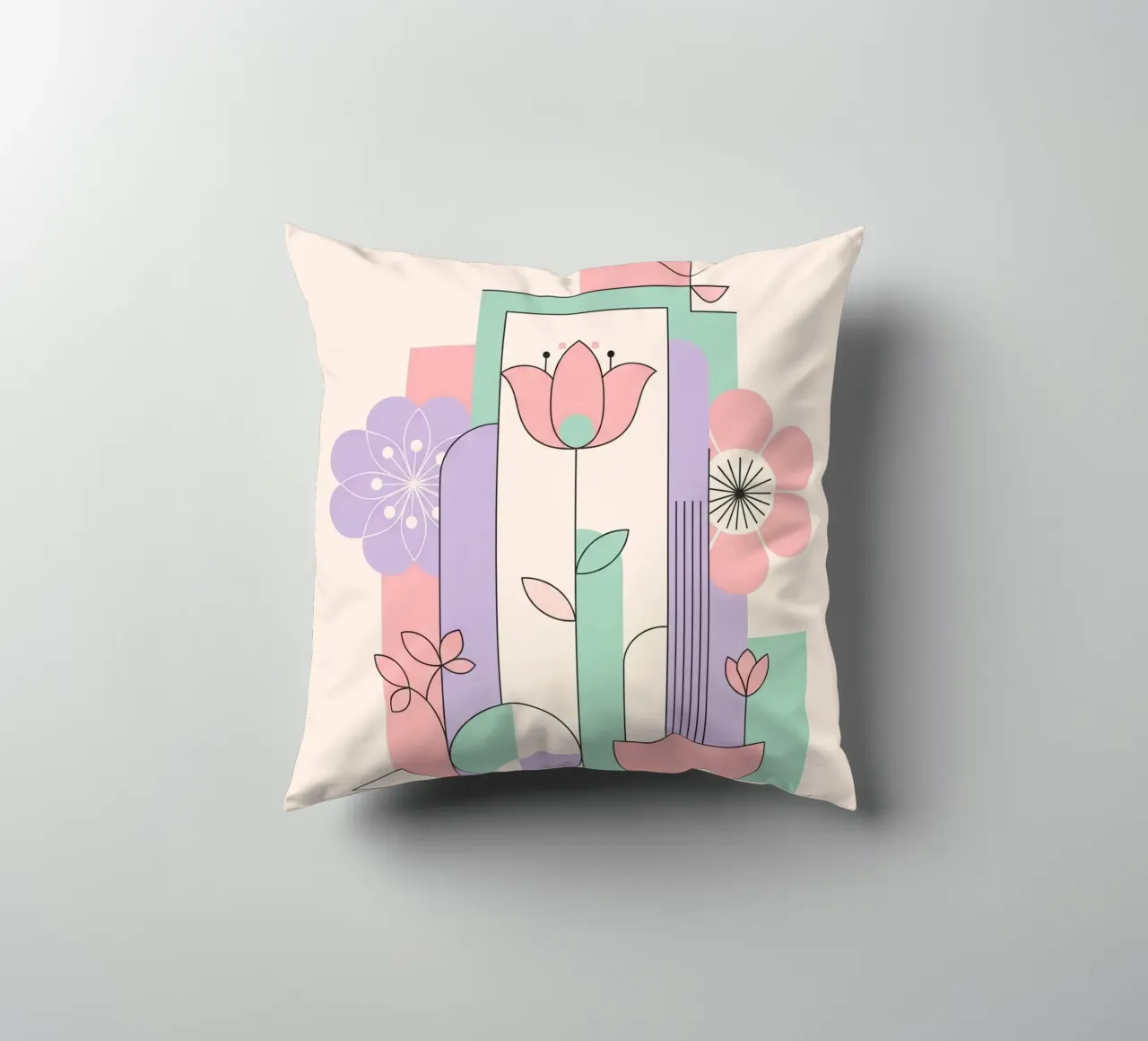 Floral bauhaus #042: Abstract Modern Bloom Harmony cuscino da Zen Design
