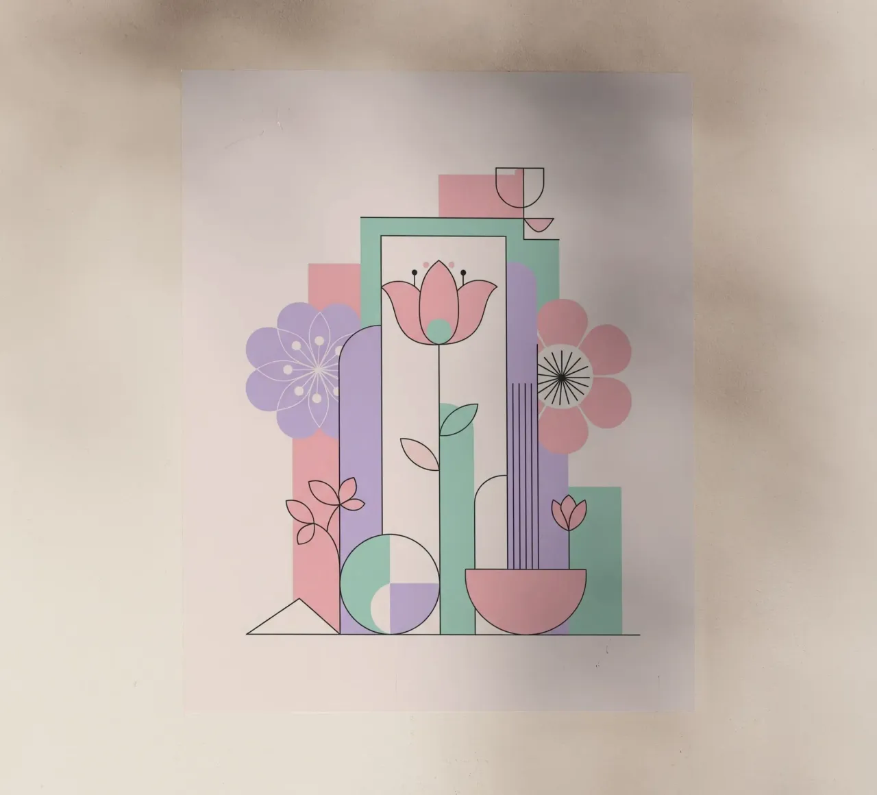 Floral bauhaus #042: Abstract Modern Bloom Harmony pellicola backlit da Zen Design