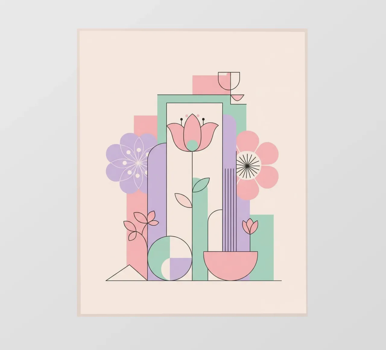 Floral bauhaus #042: Abstract Modern Bloom Harmony pellicola backlit da Zen Design