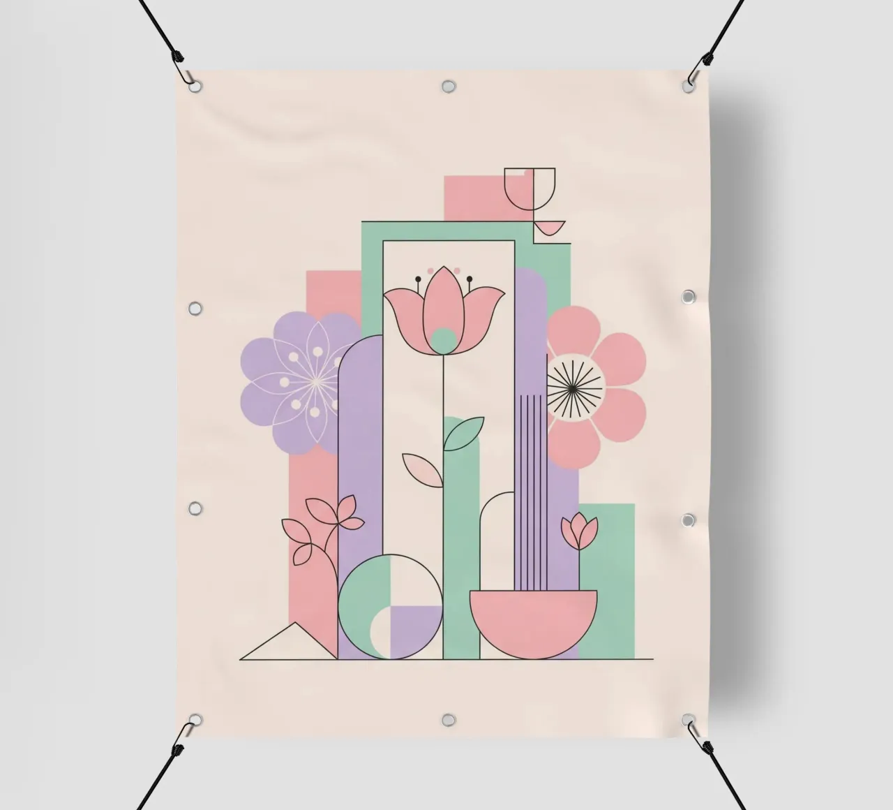Floral bauhaus #042: Abstract Modern Bloom Harmony telo in pvc da Zen Design