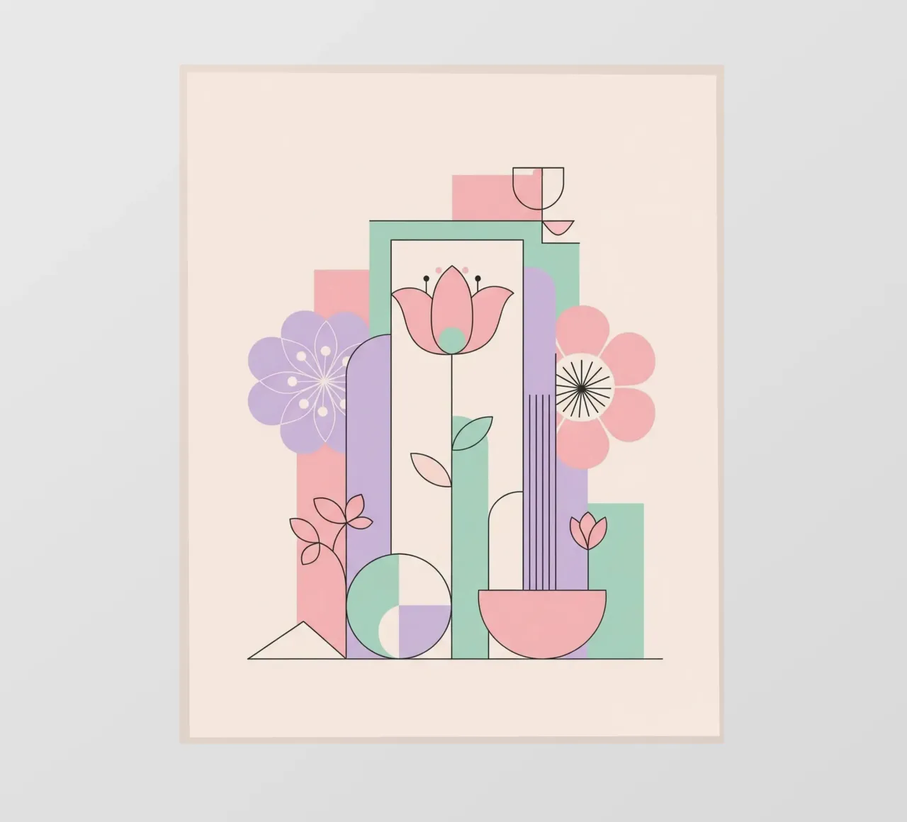 Floral bauhaus #042: Abstract Modern Bloom Harmony telo in pvc da Zen Design