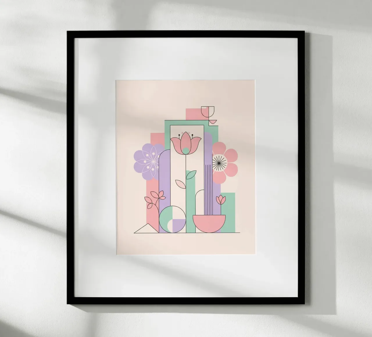 Floral bauhaus #042: Abstract Modern Bloom Harmony poster con telaio in alluminio da Zen Design