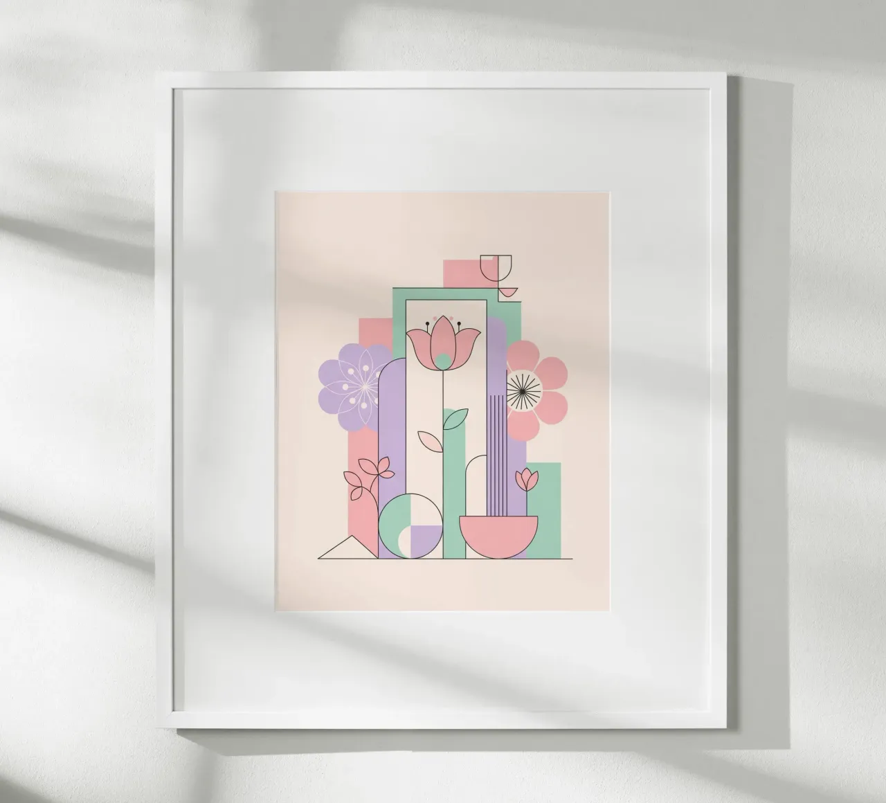 Floral bauhaus #042: Abstract Modern Bloom Harmony poster con telaio in alluminio da Zen Design