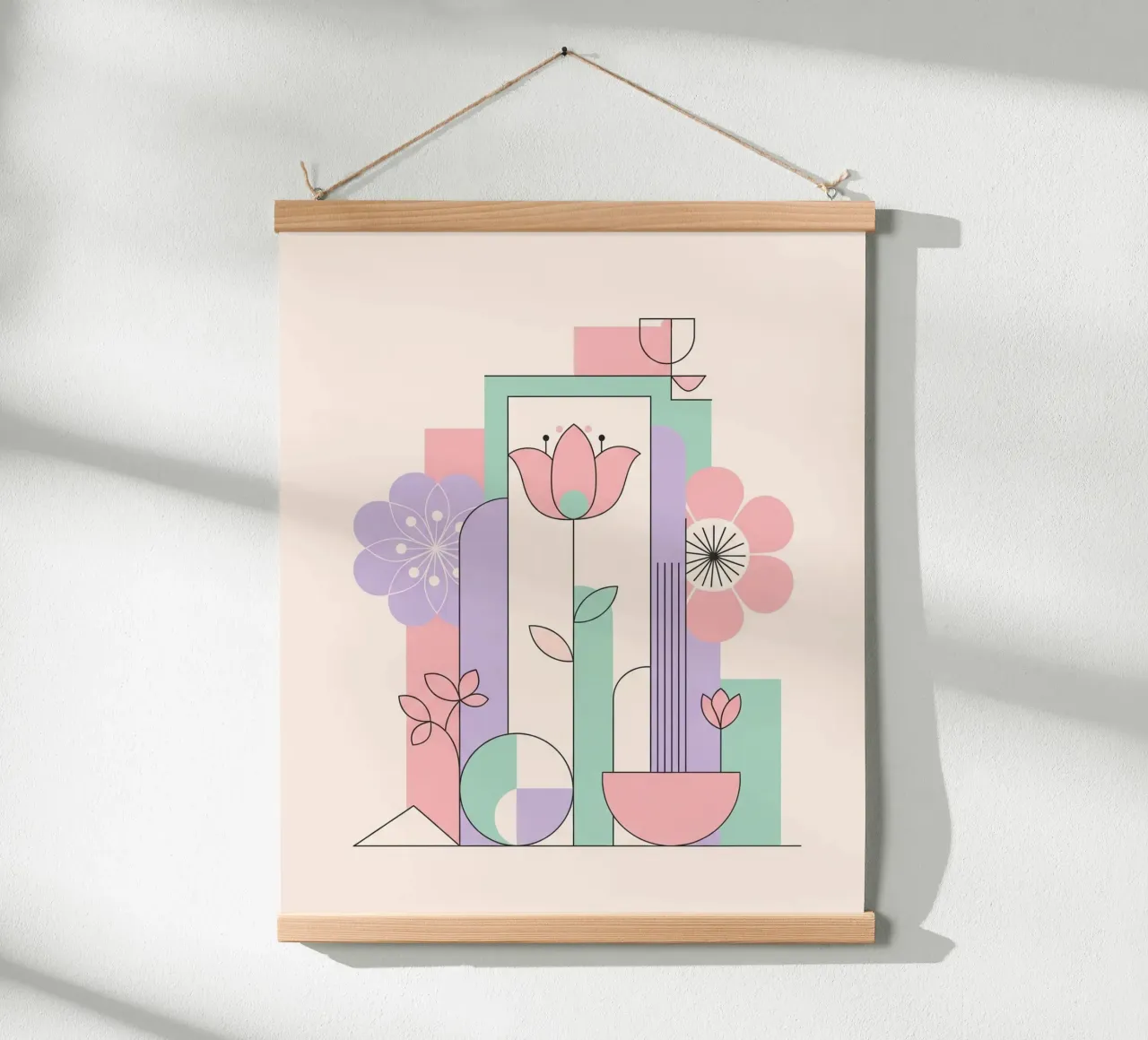 Floral bauhaus #042: Abstract Modern Bloom Harmony poster con telaio in alluminio da Zen Design