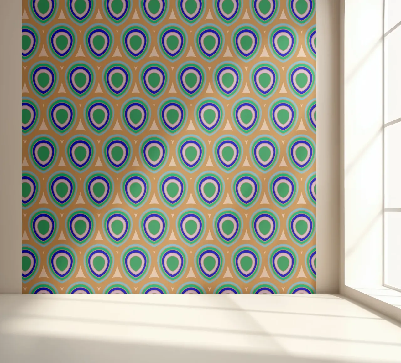 Boho Pfau Blau Grün Fototapete von SilverPegasus