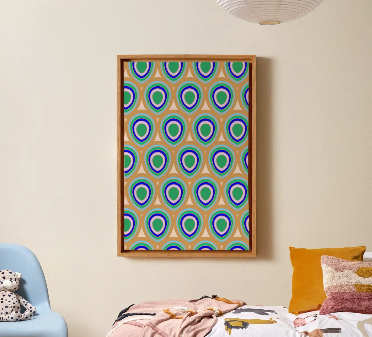 Boho Pavone Blu Verde tela con Cornice a cassetta da SilverPegasus