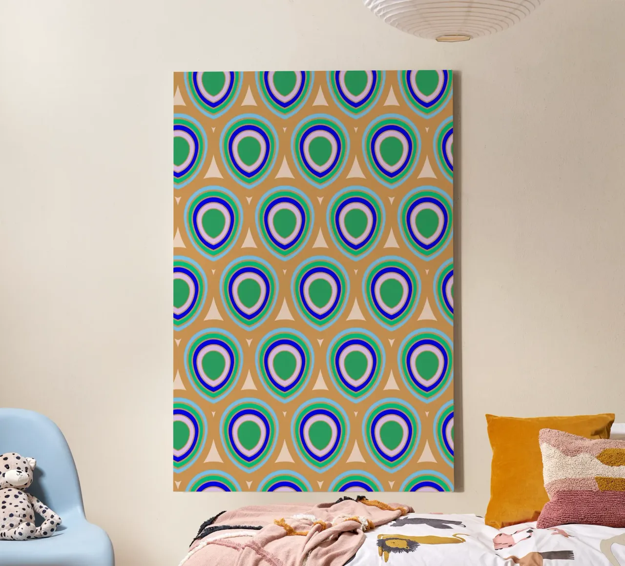 Boho Pavone Blu Verde tela con Cornice a cassetta da SilverPegasus