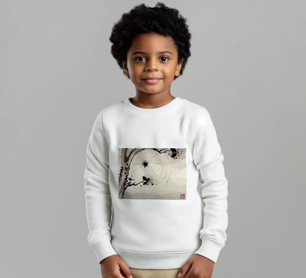 Gao Qipei - "Spider Web" 1684 Chinese Finger Painting kids sweatshirt by ClubArt