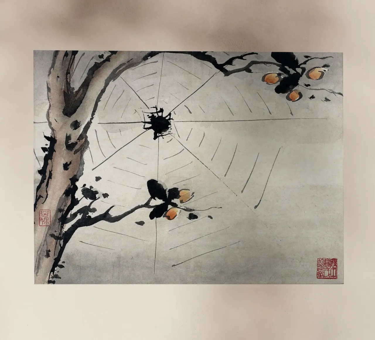 Gao Qipei - "Ragnatela" 1684 Pittura a dita cinese pellicola backlit da ClubArt