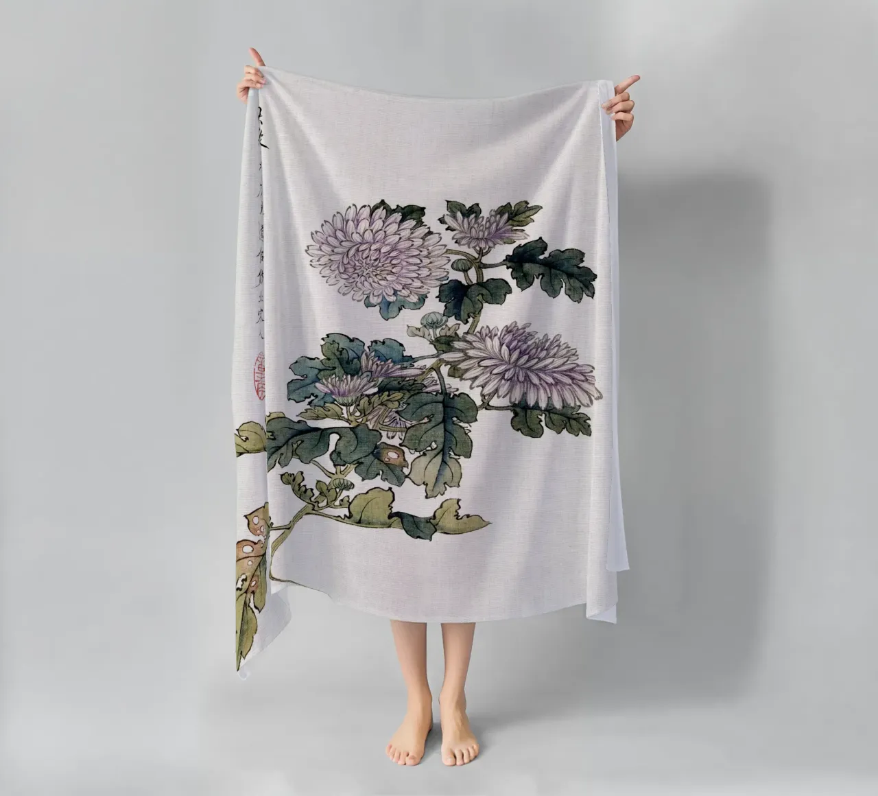 Hu Zhengyan Chrysanthemum - Stampa xilografica cinese d'epoca telo mare da ClubArt
