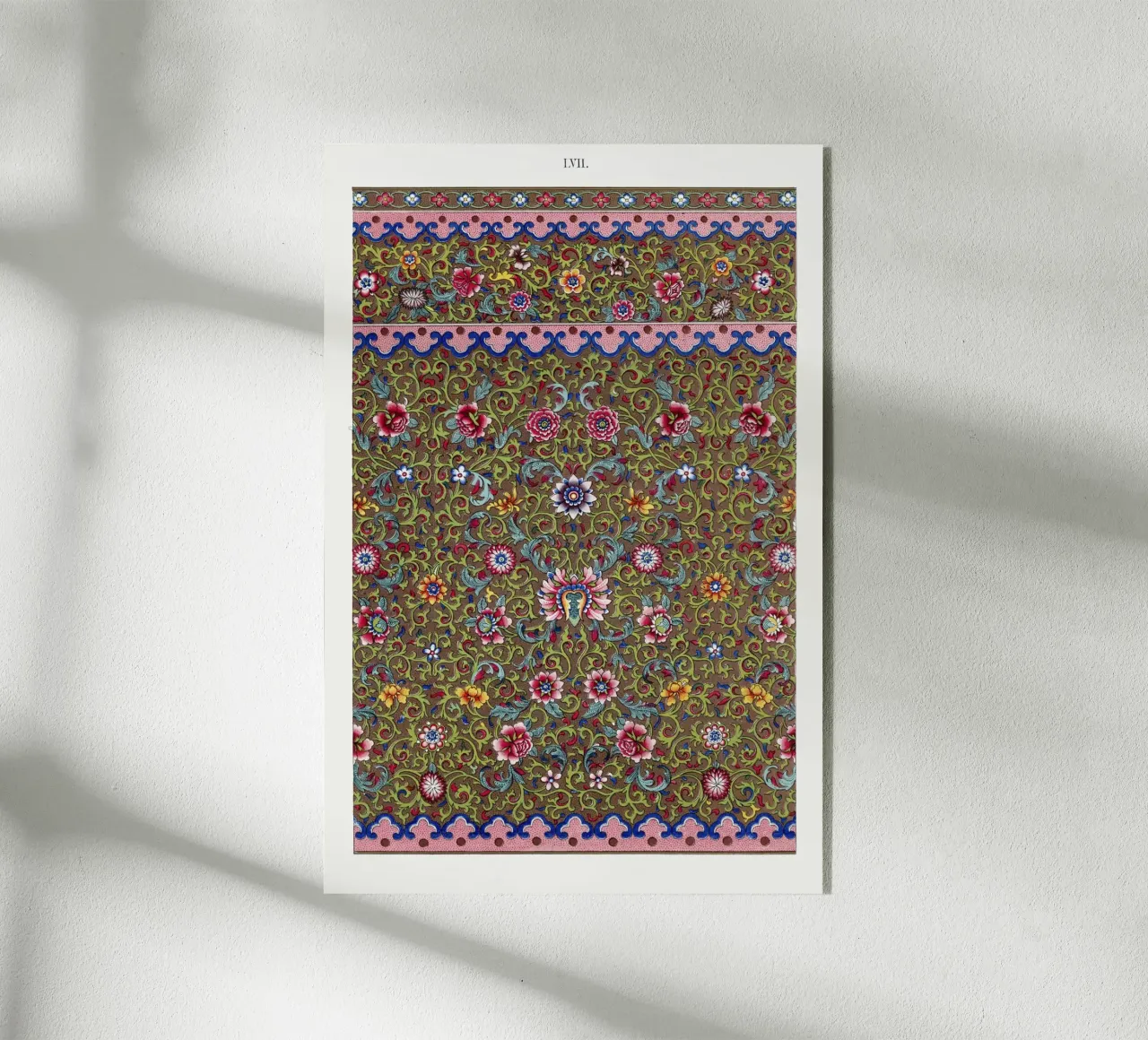 Vibrant Chinese Floral Pattern - Folk Art Inspired Print acrylic glass by ClubArt