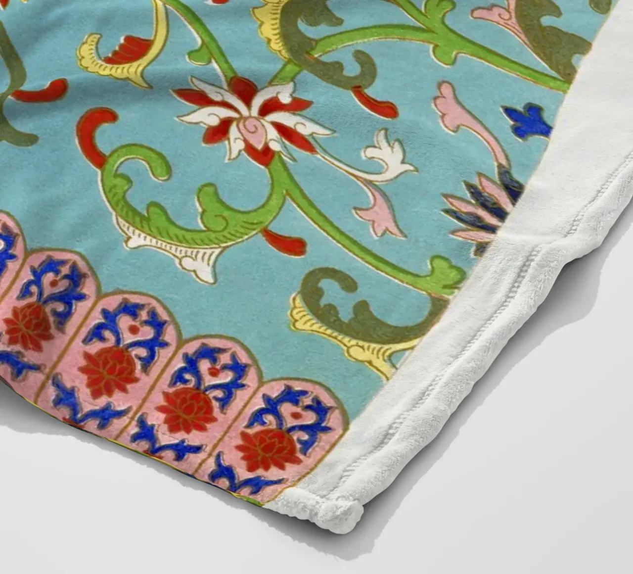 Owen Jones - Vibrant Chinese Floral Ornament Print fleece blanket by ClubArt