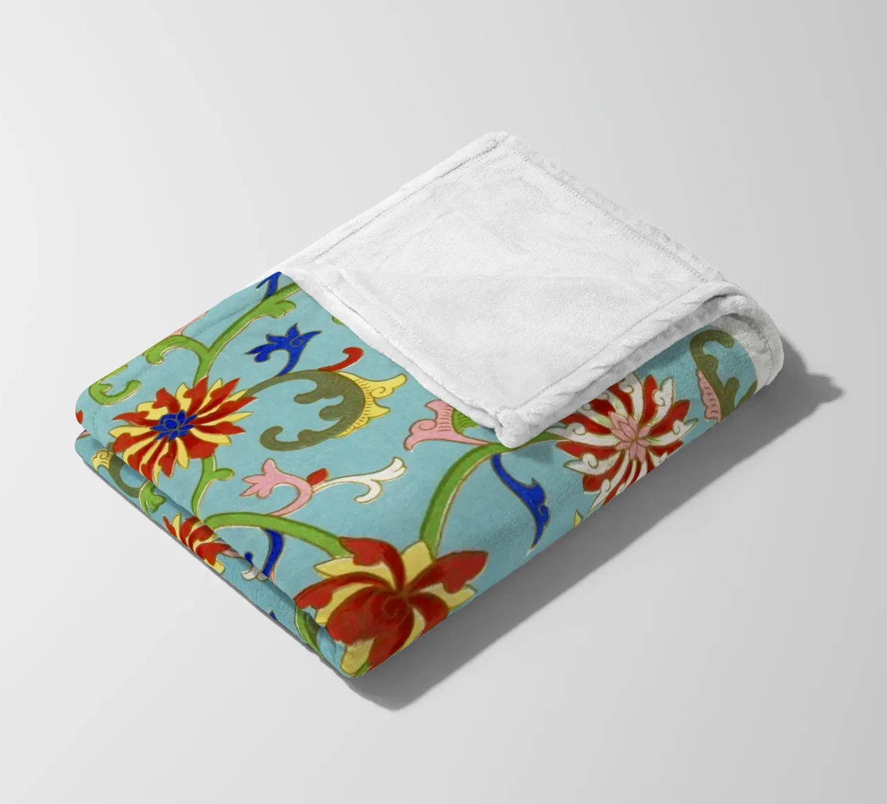 Owen Jones - Vibrant Chinese Floral Ornament Print fleece blanket by ClubArt