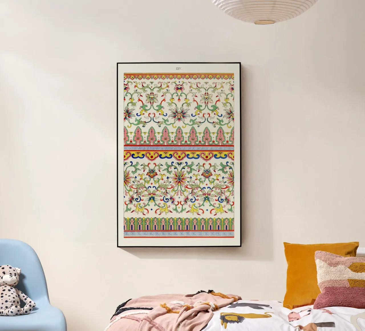 Vibrant Chinese Floral Patterns - Mughal Inspired Borders acrylic glass by ClubArt