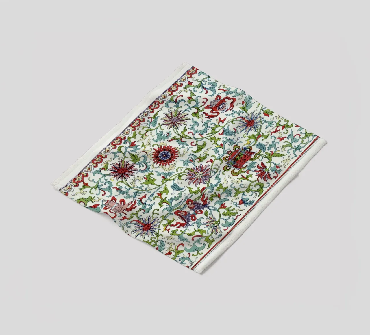 Owen Jones - Vibrant Chinese Floral Pattern Kashmir Style fleece blanket by ClubArt