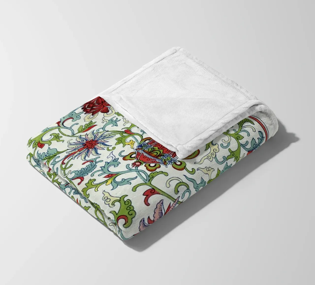 Owen Jones - Vibrant Chinese Floral Pattern Kashmir Style fleece blanket by ClubArt