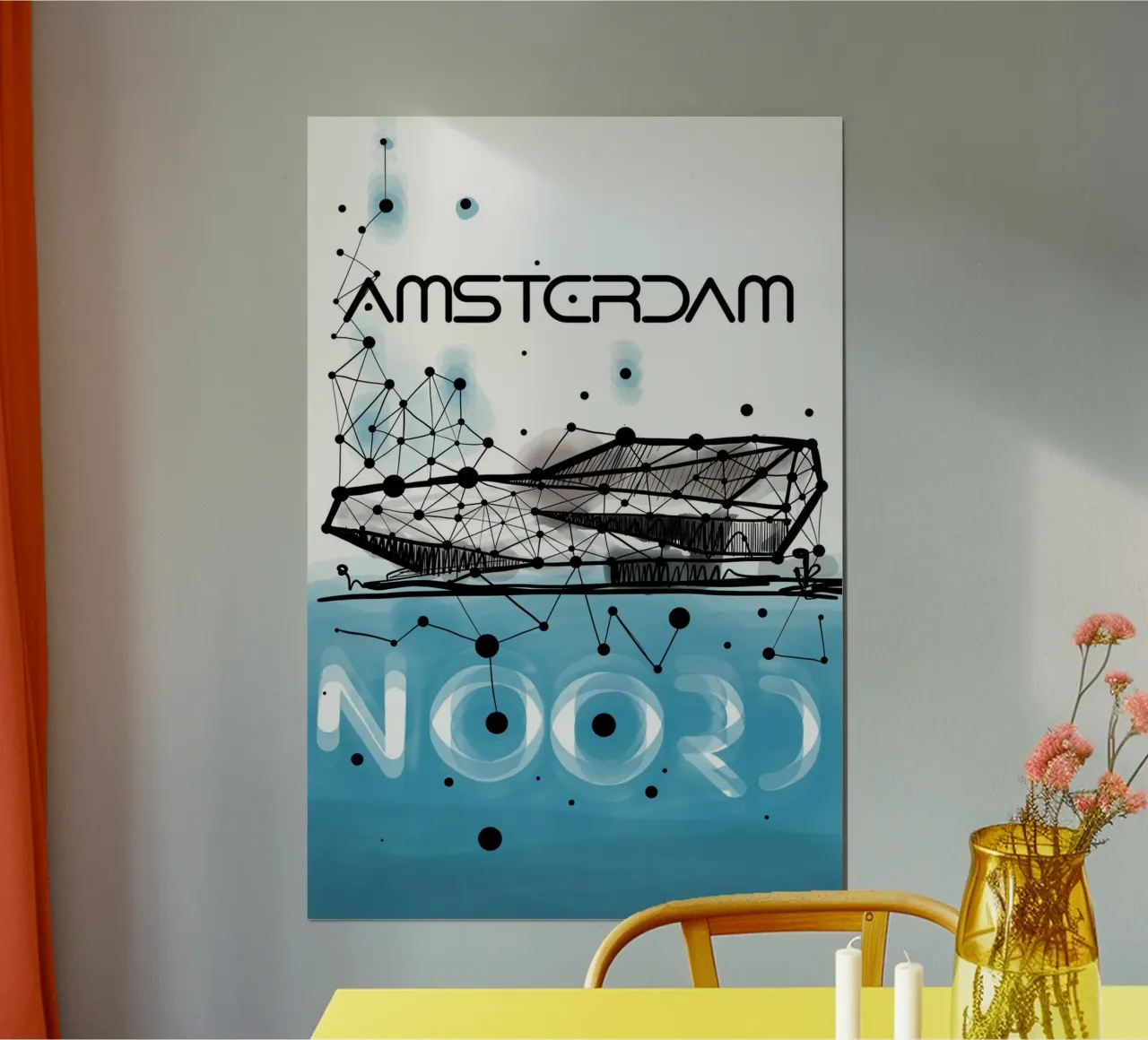 Amsterdam Noord poster with aluminum frame by GrayPixel