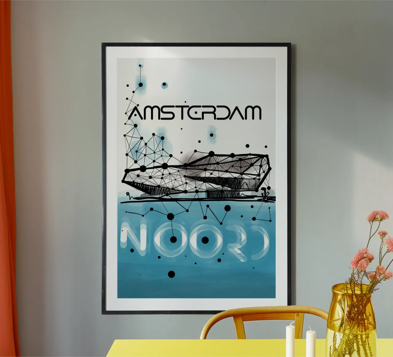 Amsterdam Noord poster with aluminum frame by GrayPixel