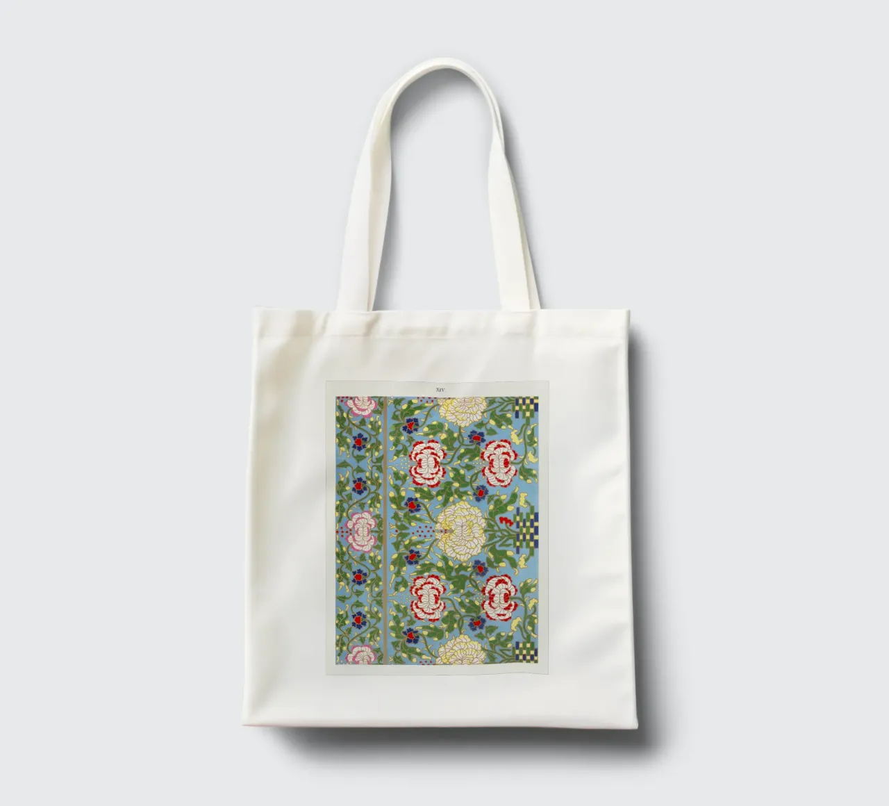 Vibrant Chinese Floral Pattern - Needlepoint Style Print tote bag by ClubArt