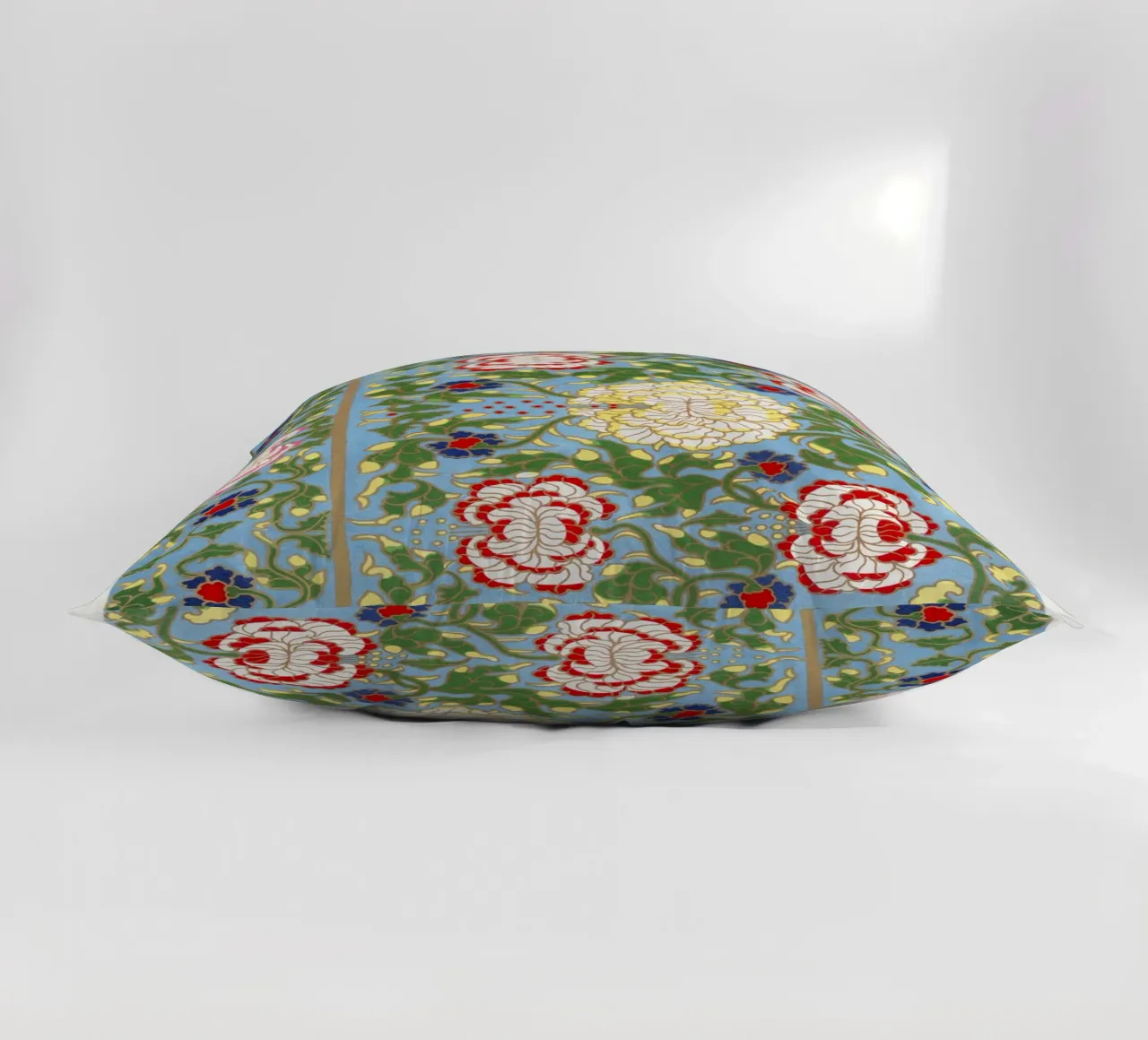 Vibrant Chinese Floral Pattern - Needlepoint Style Print decorative cushion by ClubArt