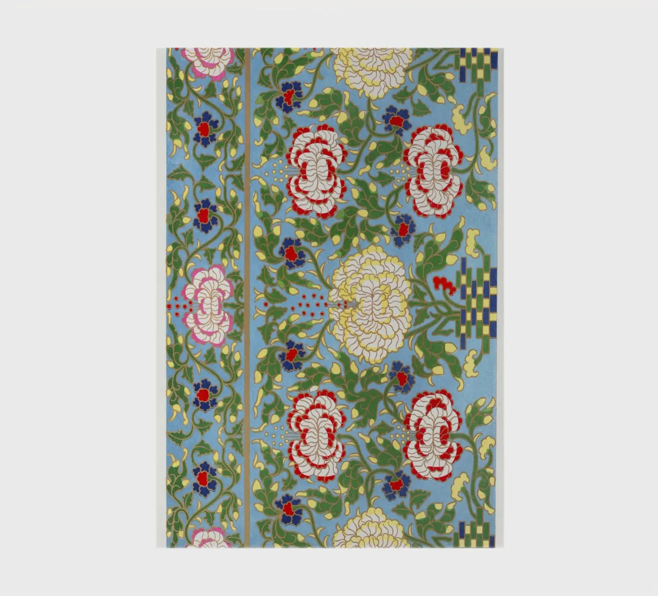 Vibrant Chinese Floral Pattern - Needlepoint Style Print notebook by ClubArt