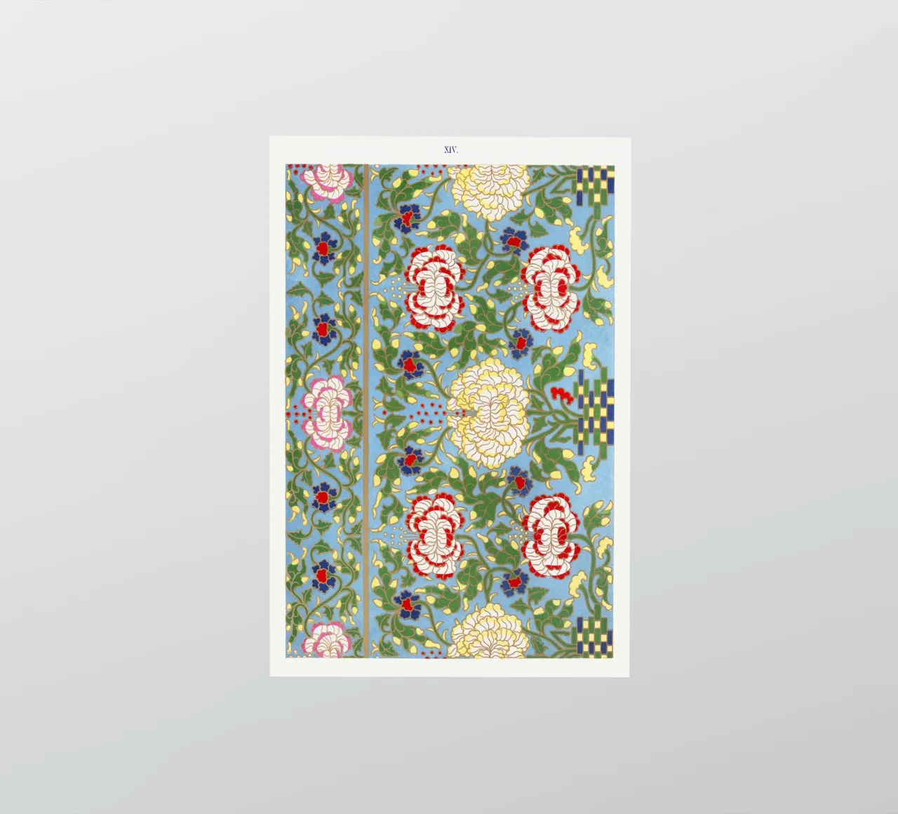 Vibrant Chinese Floral Pattern - Needlepoint Style Print sticker by ClubArt