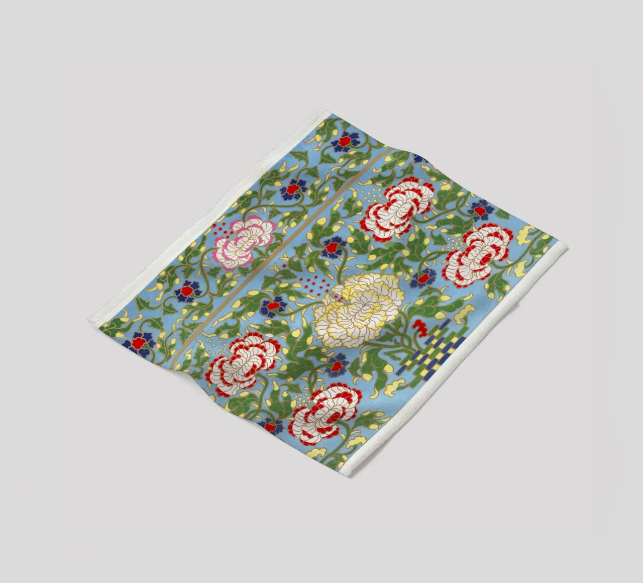Vibrant Chinese Floral Pattern - Needlepoint Style Print fleece blanket by ClubArt