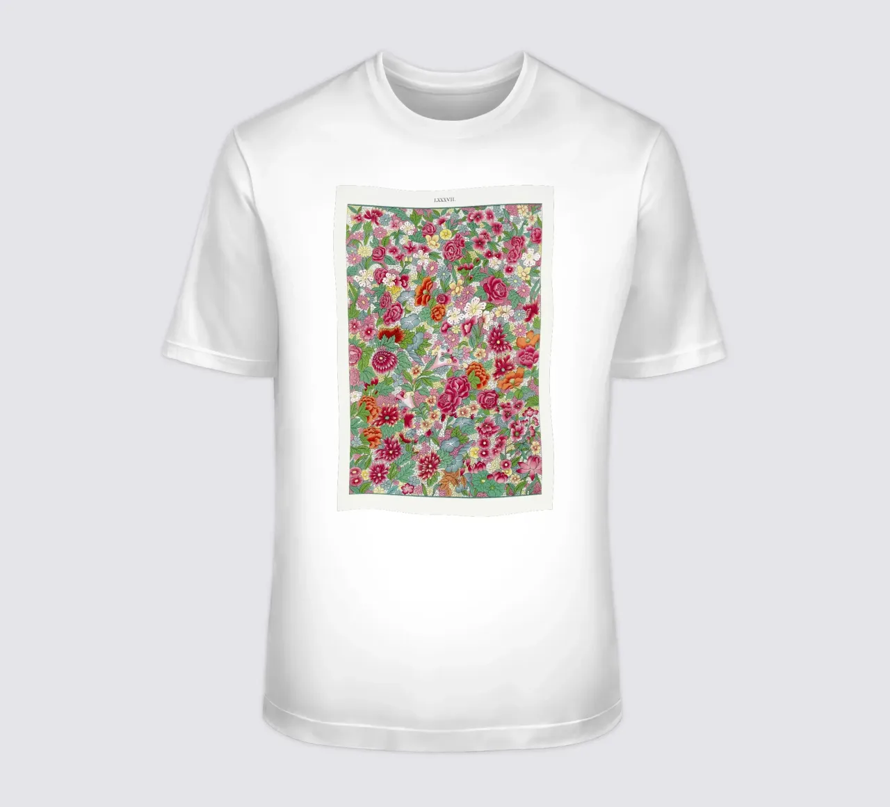 Vibrante estampado de flores chinas - Elysian Garden Print camiseta de ClubArt