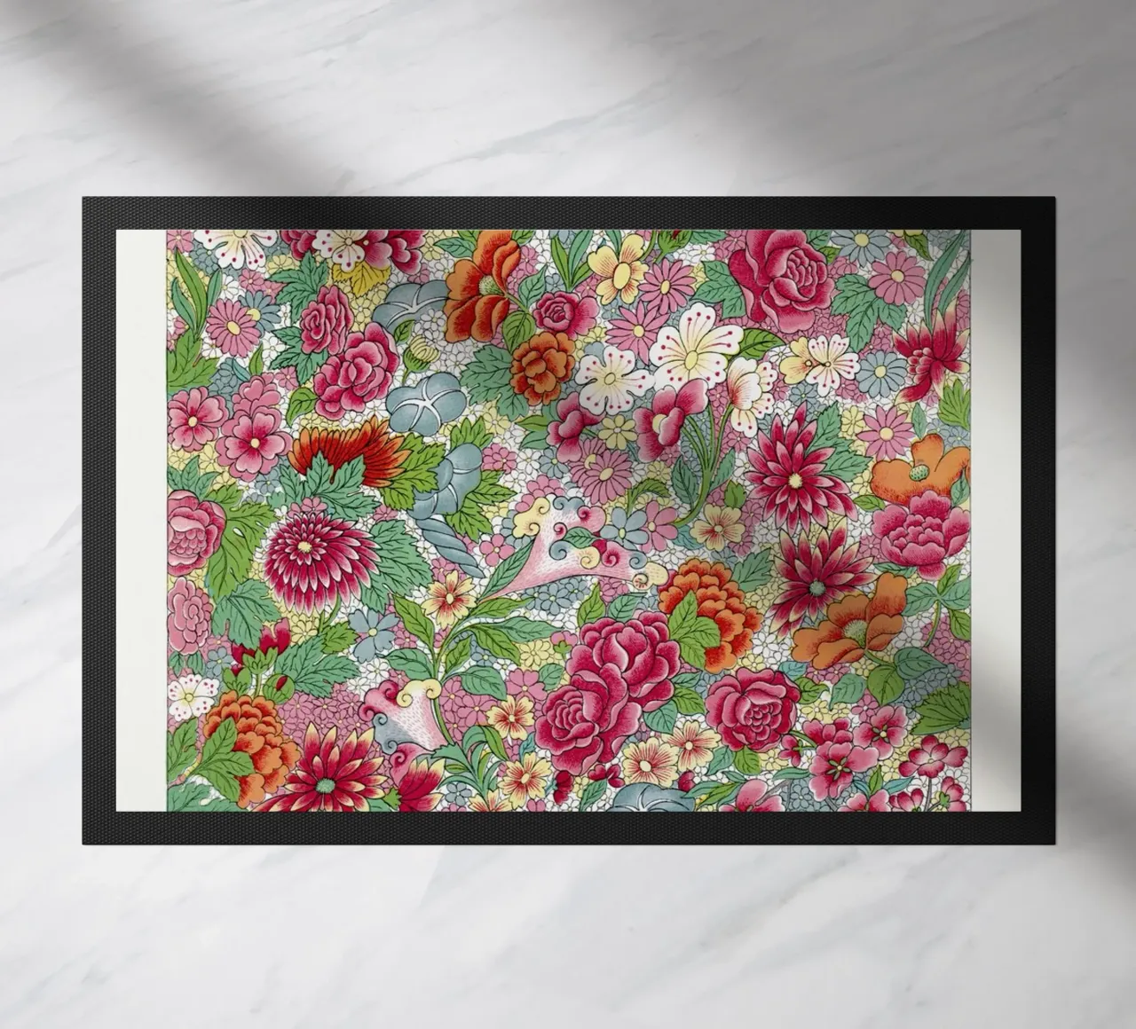 Vibrante estampado de flores chinas - Elysian Garden Print felpudo de ClubArt