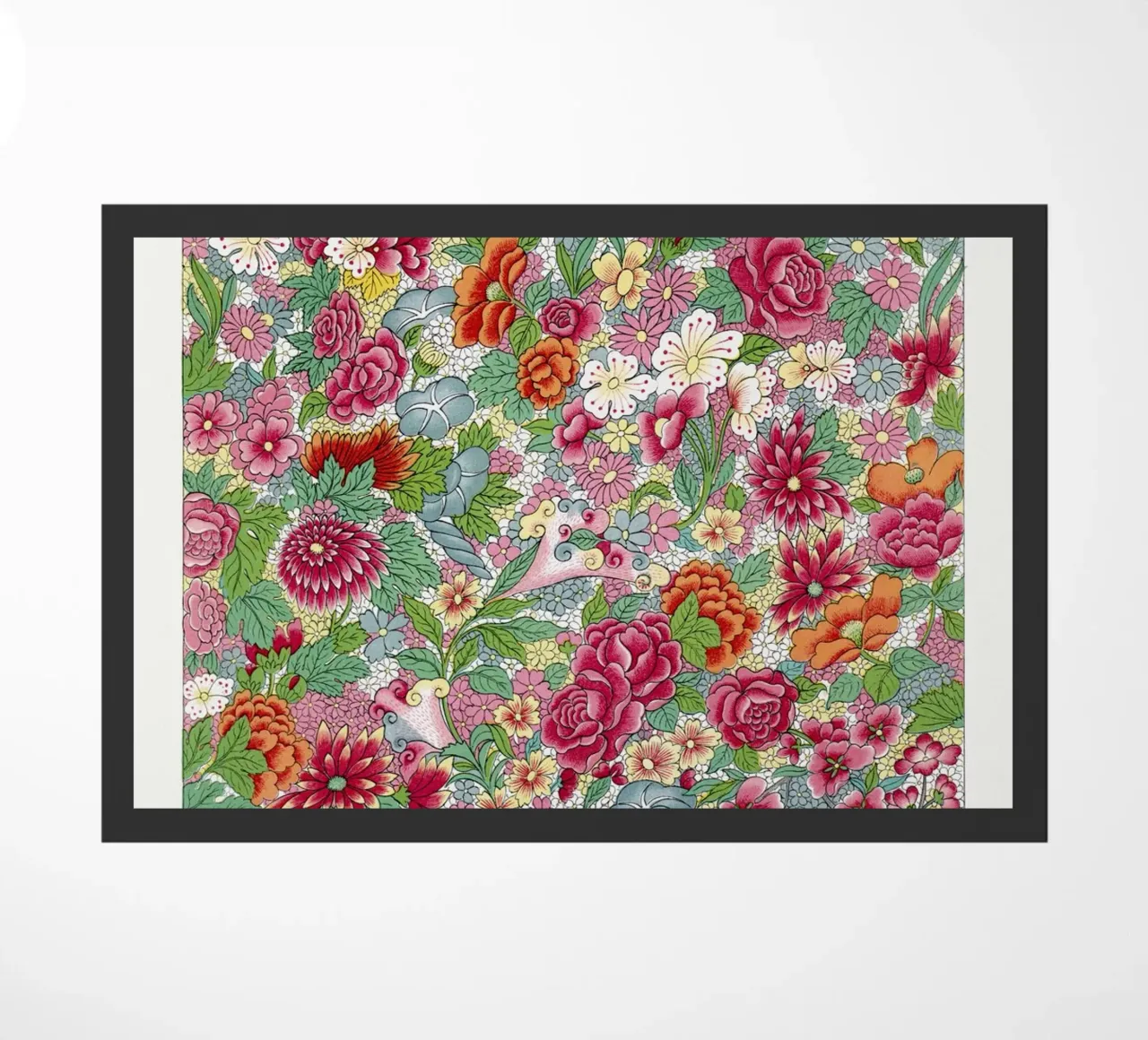 Vibrante estampado de flores chinas - Elysian Garden Print felpudo de ClubArt