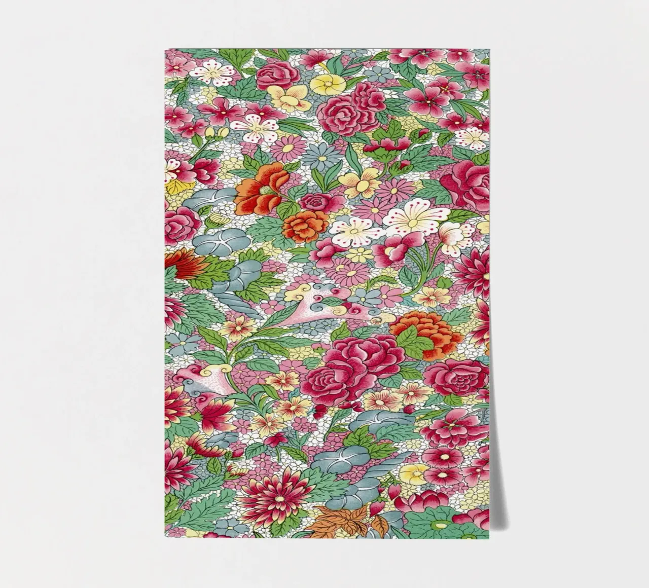 Lebendiges chinesisches Blumenmuster - Elysian Garden Print Stickerbogen von ClubArt