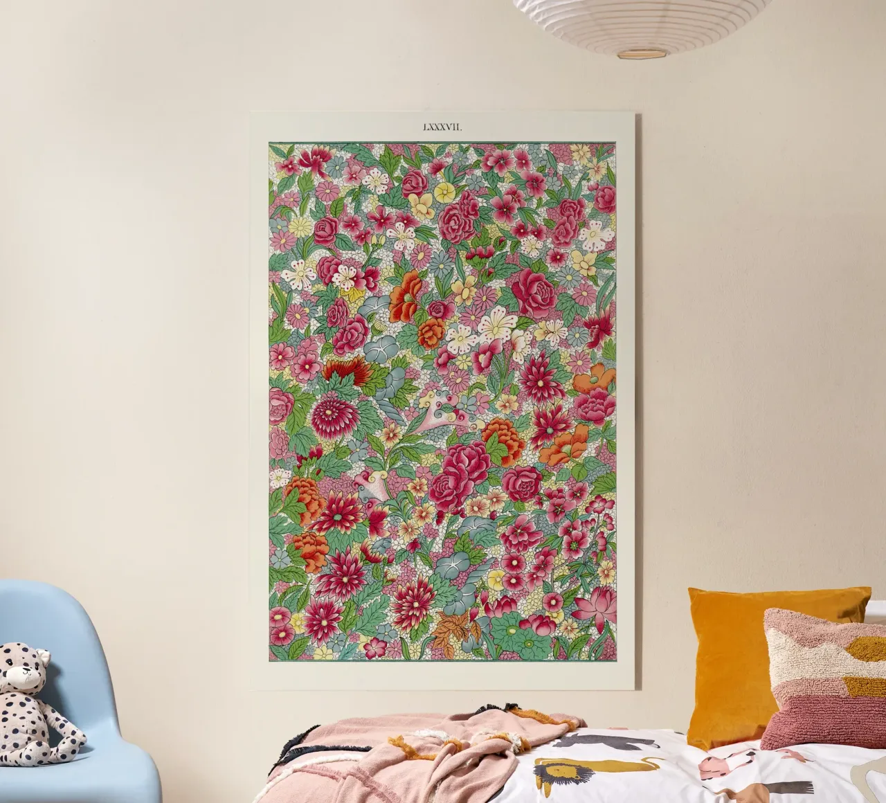 Vibrante estampado de flores chinas - Elysian Garden Print metacrilato de ClubArt
