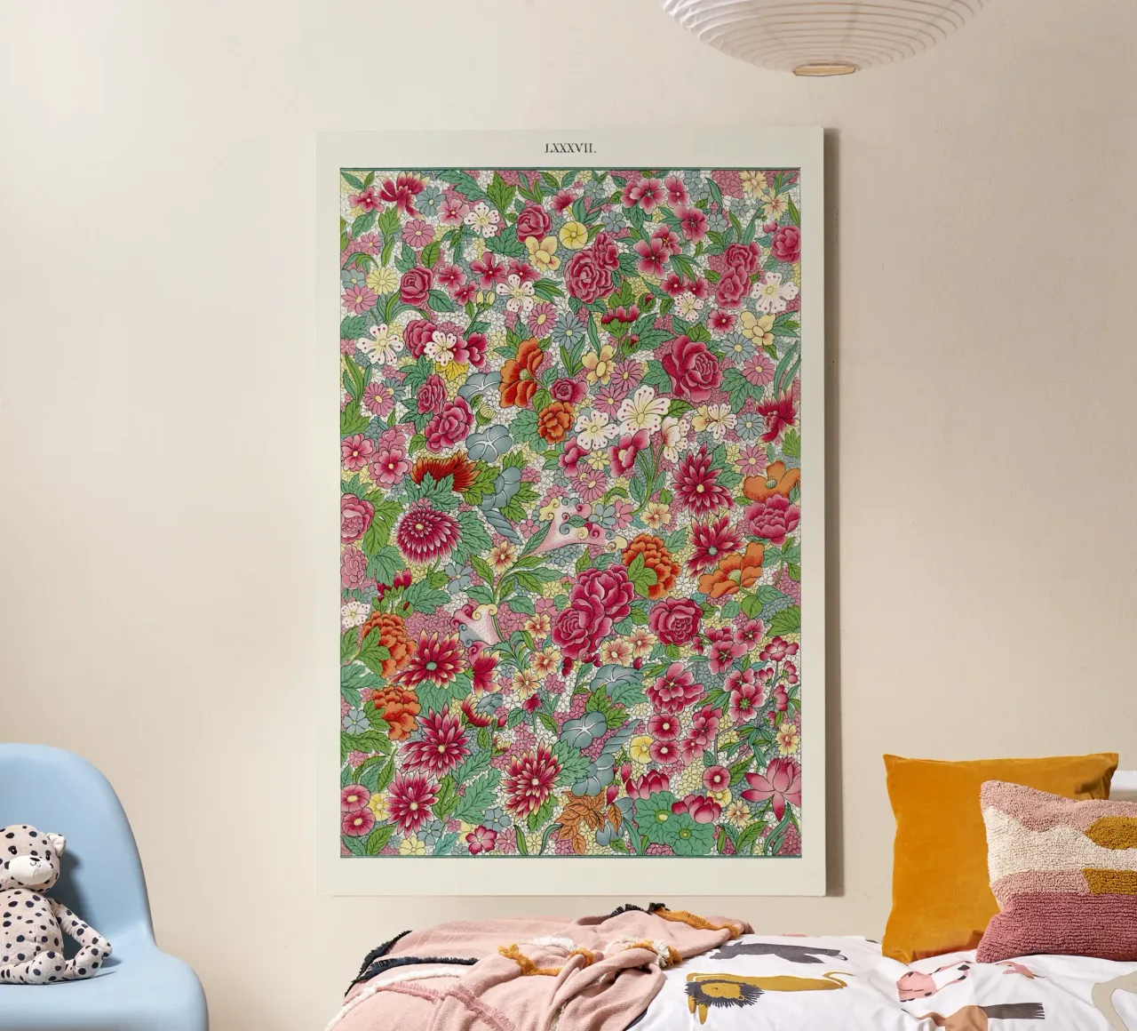 Vibrant Chinese Flower Pattern - Elysian Garden Print canvas by ClubArt