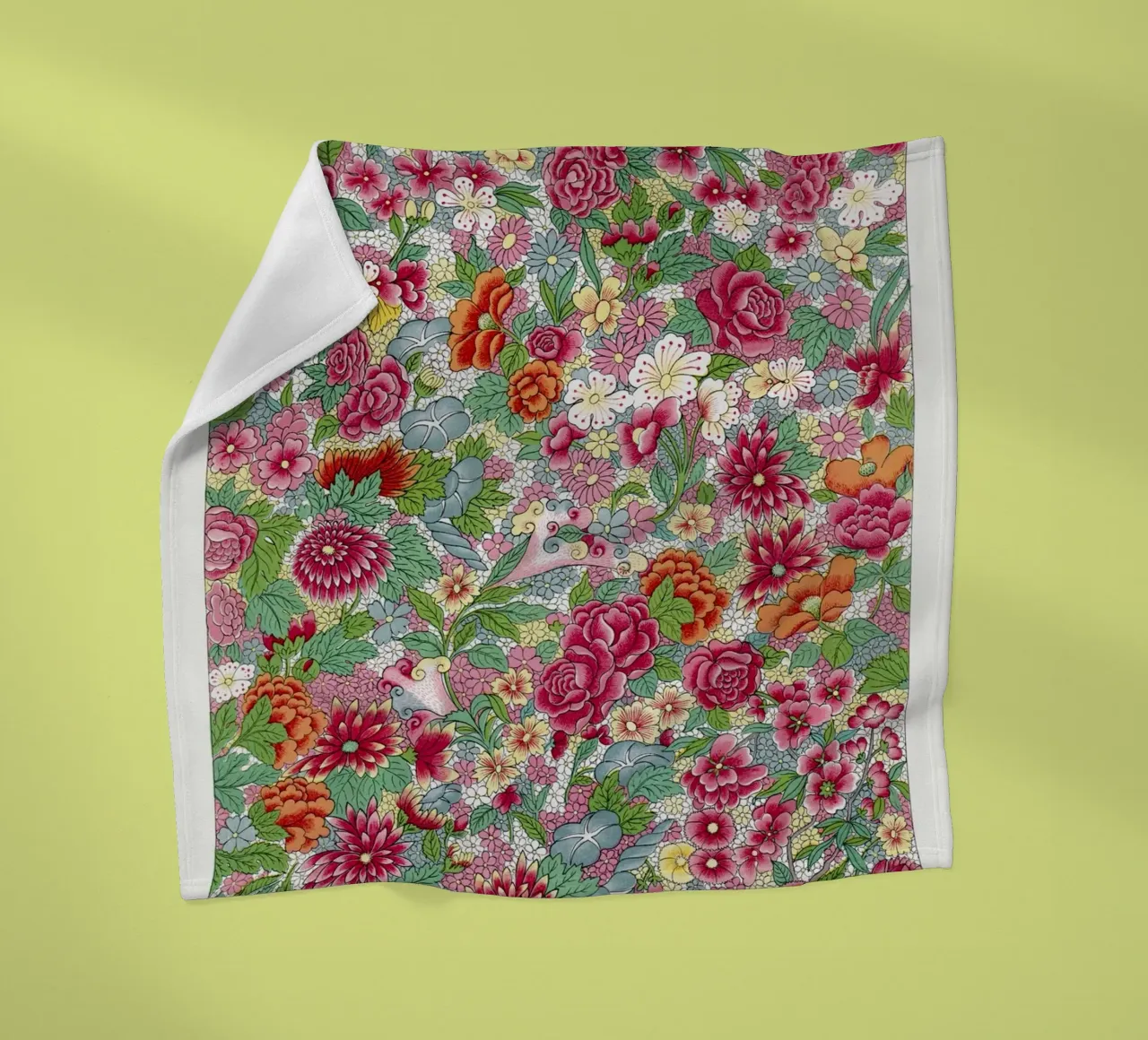Vibrant Chinese Flower Pattern - Elysian Garden Print fleece blanket by ClubArt