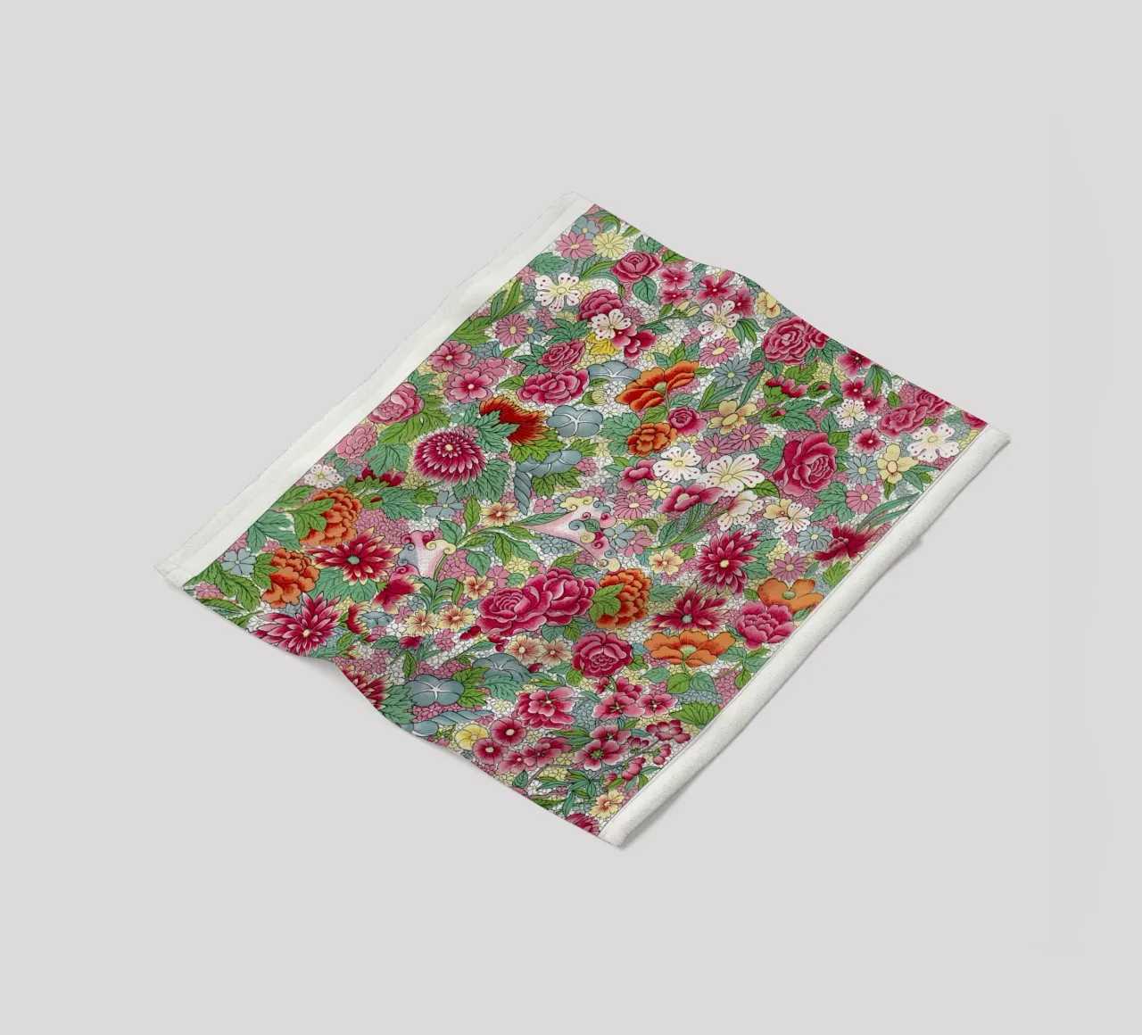 Vibrant Chinese Flower Pattern - Elysian Garden Print fleece blanket by ClubArt