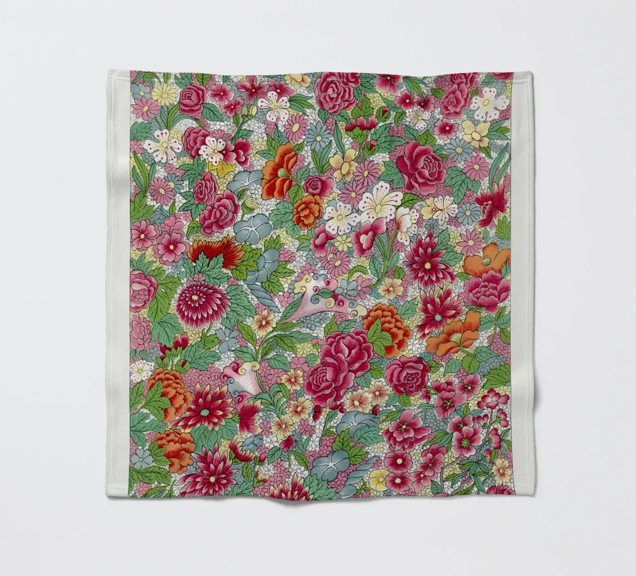 Vibrant Chinese Flower Pattern - Elysian Garden Print fleece blanket by ClubArt