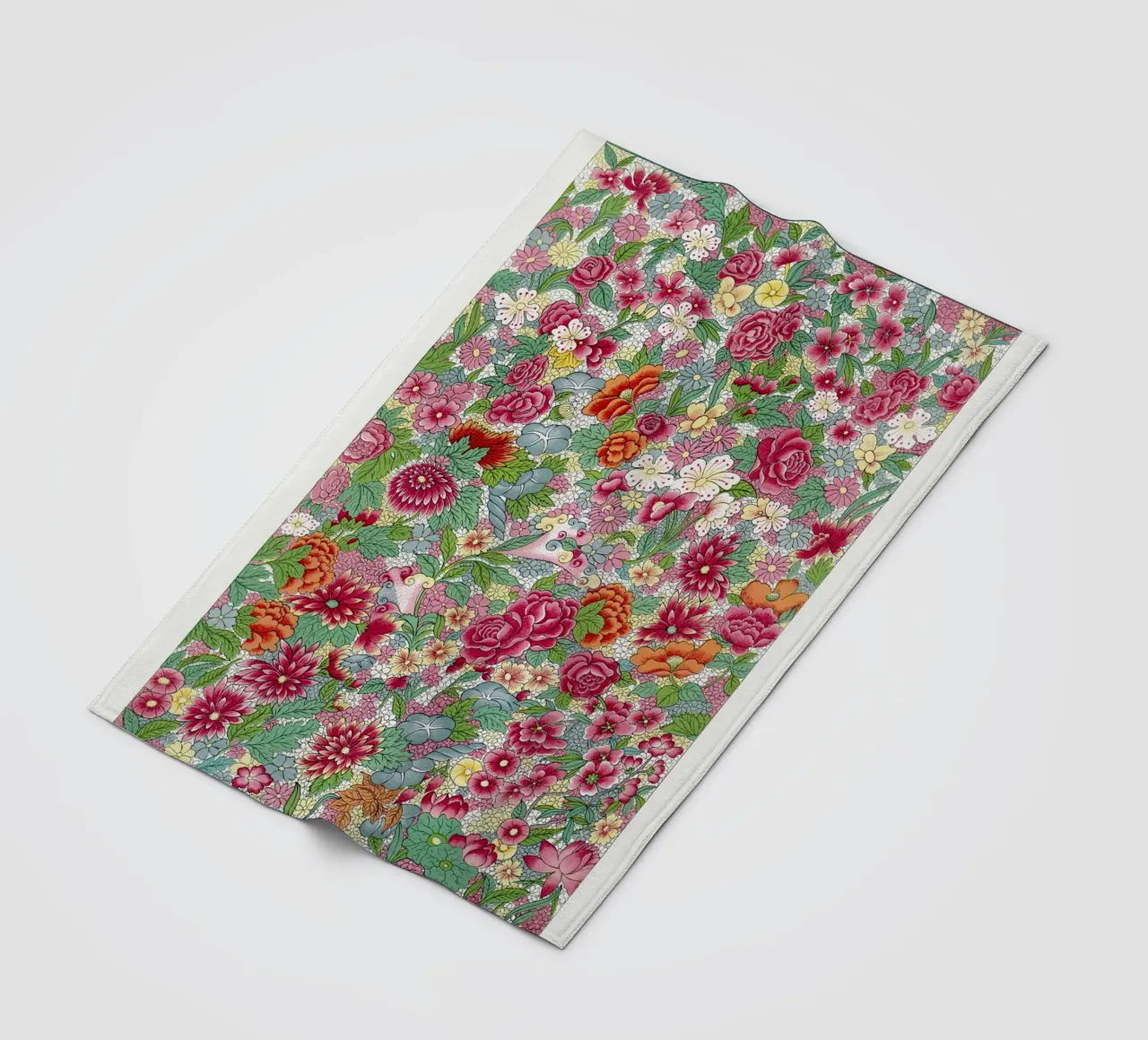 Vibrant Chinese Flower Pattern - Elysian Garden Print fleece blanket by ClubArt