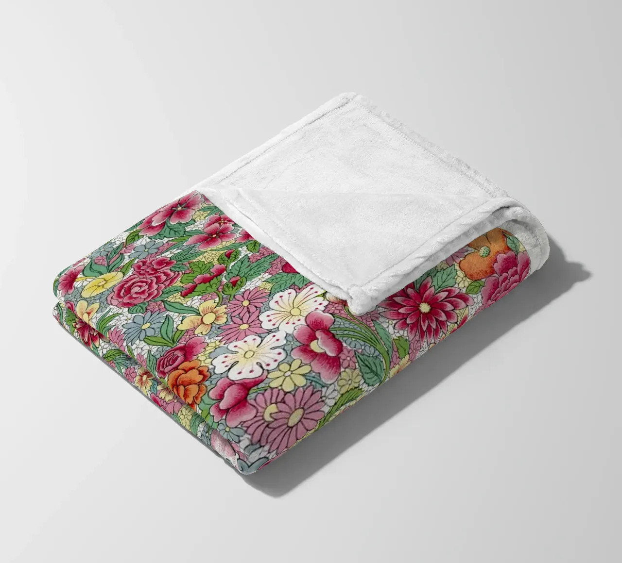 Vibrant Chinese Flower Pattern - Elysian Garden Print fleece blanket by ClubArt