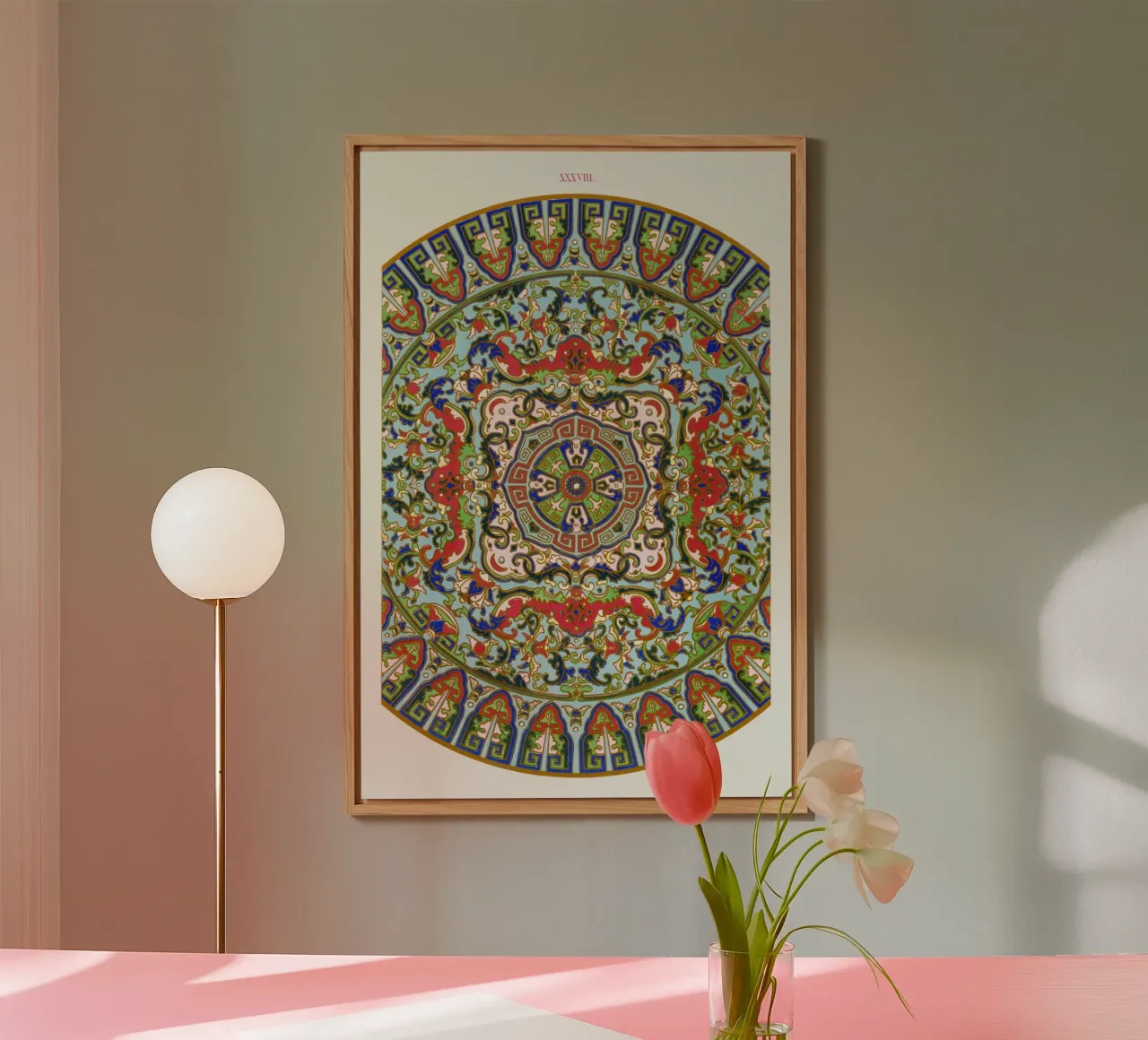 Vibrant Chinese Circular Ornament - Folklore Inspired Art alu-dibond by ClubArt